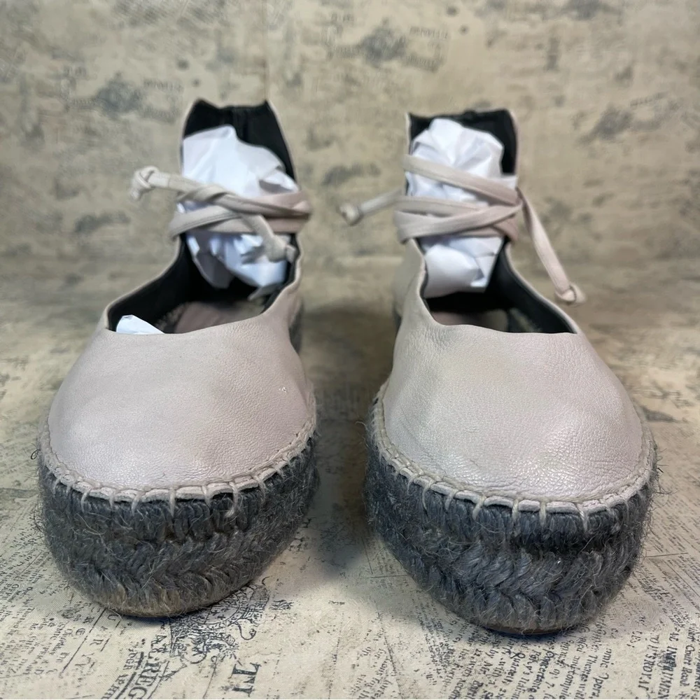 Zero + Maria Cornejo Zana Leather Flatform Lace-Up Espadrille Ankle Shoes Spain